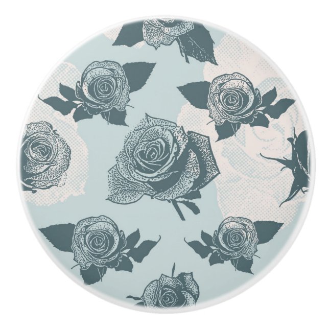 Floral pattern with rose ceramic knob (Front)