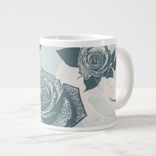 Floral pattern with rose large coffee mug