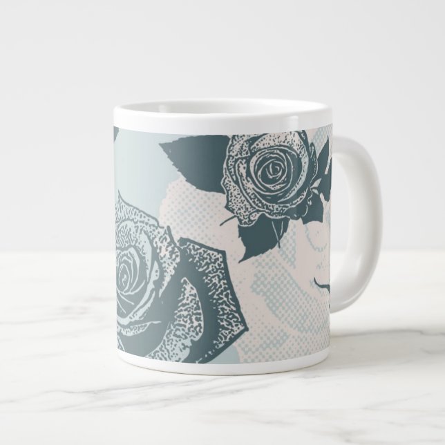 Floral pattern with rose large coffee mug (Front Right)