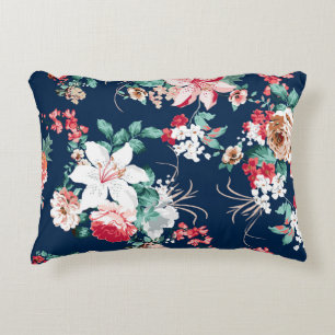 Floral pattern with roses and small flowers with v decorative cushion