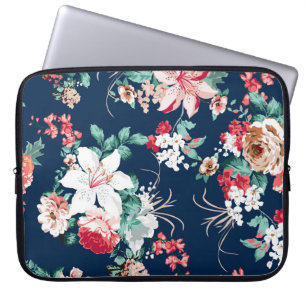 Floral pattern with roses and small flowers with v laptop sleeve