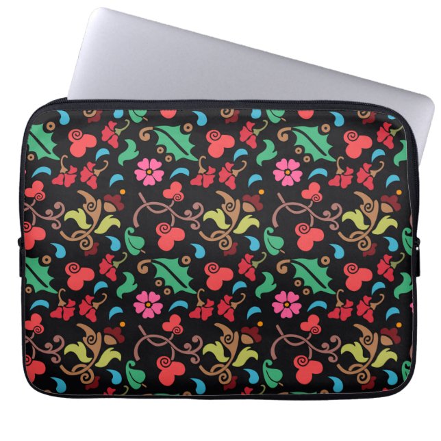 Floral Pattern With Smooth Colour Background-45673 Laptop Sleeve (Front)