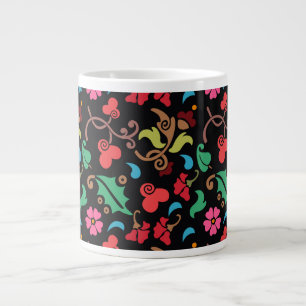 Floral Pattern With Smooth Colour Background-45673 Large Coffee Mug