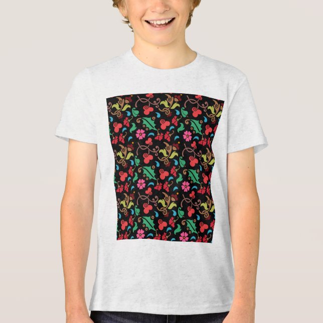 Floral Pattern With Smooth Colour Background-45673 Tri-Blend Shirt (Front)