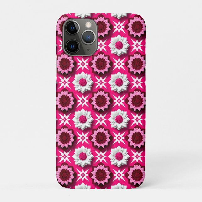 Floral Pattern With Vibrant Pink and White Lotus Case-Mate iPhone Case (Back)