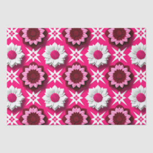 Floral Pattern With Vibrant Pink and White Lotus Tissue Paper