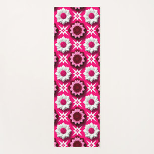 Floral Pattern With Vibrant Pink and White Lotus Yoga Mat