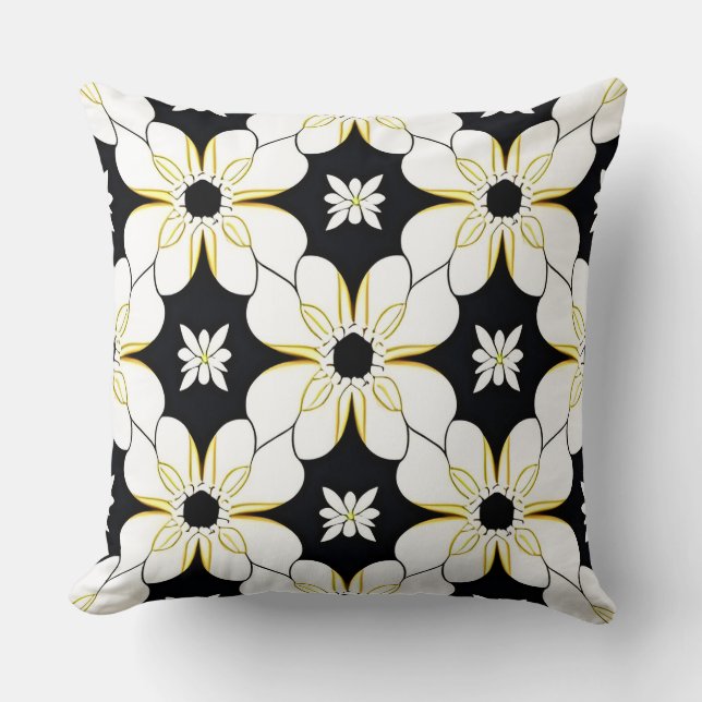 Floral Pattern with White and Yellow Flower Cushion (Front)