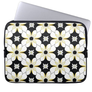Floral Pattern with White and Yellow Flower Laptop Sleeve