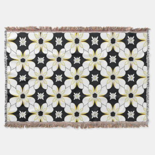 Floral Pattern with White and Yellow Flower Throw Blanket