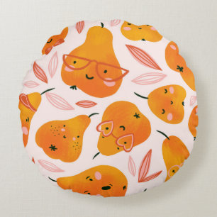 Floral pattern with white orchids, isolated on a d round cushion