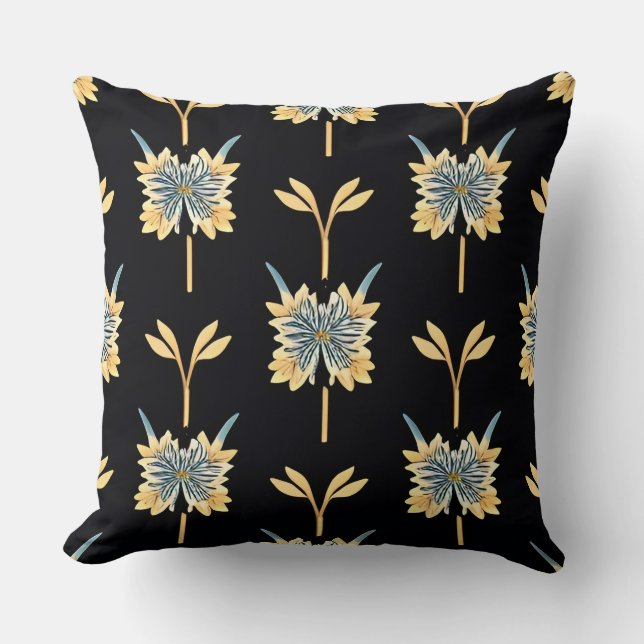 Floral Pattern With Yellow Flowers Cushion (Front)
