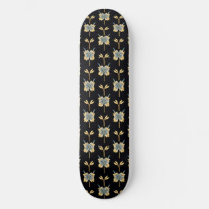 Floral Pattern With Yellow Flowers Skateboard