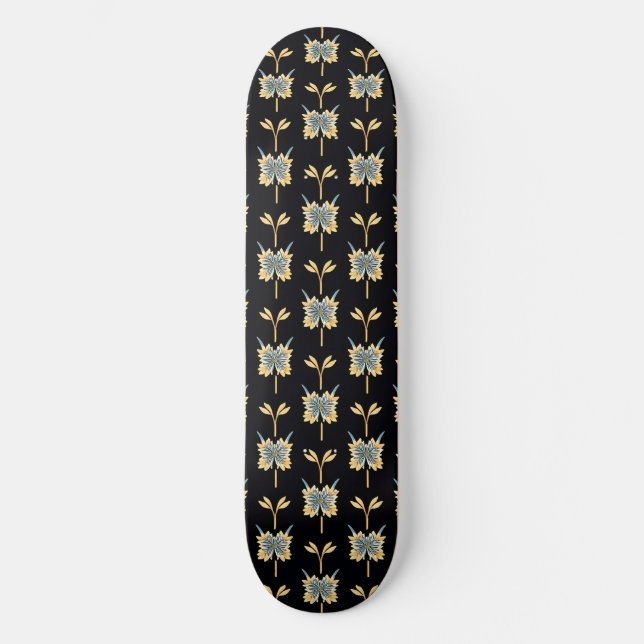Floral Pattern With Yellow Flowers Skateboard (Front)