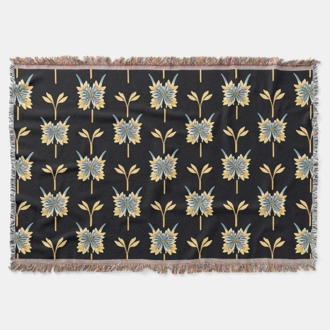 Floral Pattern With Yellow Flowers Throw Blanket (Front)