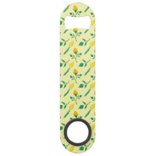 Floral pattern with yellow rose and tulip flowers