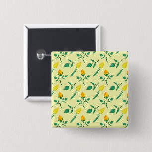 Floral pattern with yellow rose and tulip flowers 15 cm square badge