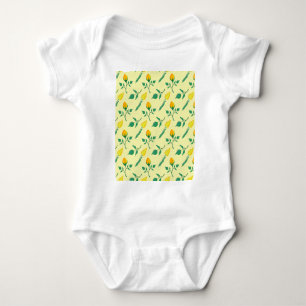 Floral pattern with yellow rose and tulip flowers baby bodysuit