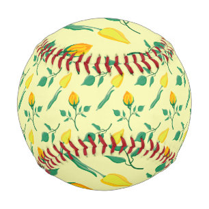 Floral pattern with yellow rose and tulip flowers baseball