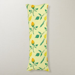 Floral pattern with yellow rose and tulip flowers body cushion