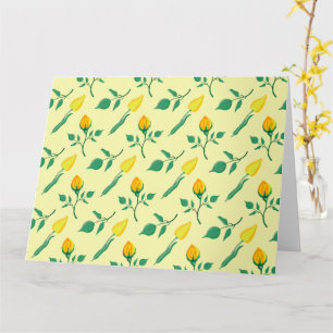 Floral pattern with yellow rose and tulip flowers card