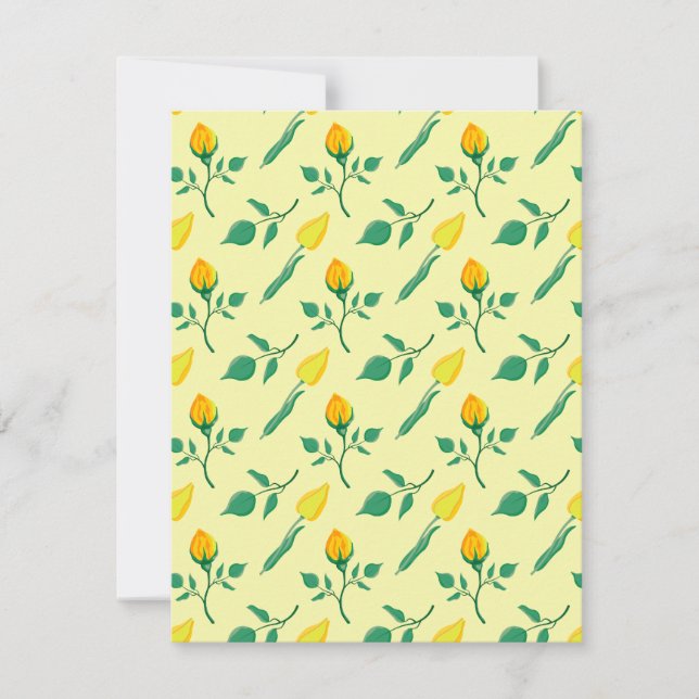 Floral pattern with yellow rose and tulip flowers card (Front)