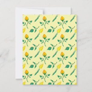 Floral pattern with yellow rose and tulip flowers card