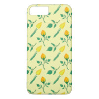 Floral pattern with yellow rose and tulip flowers