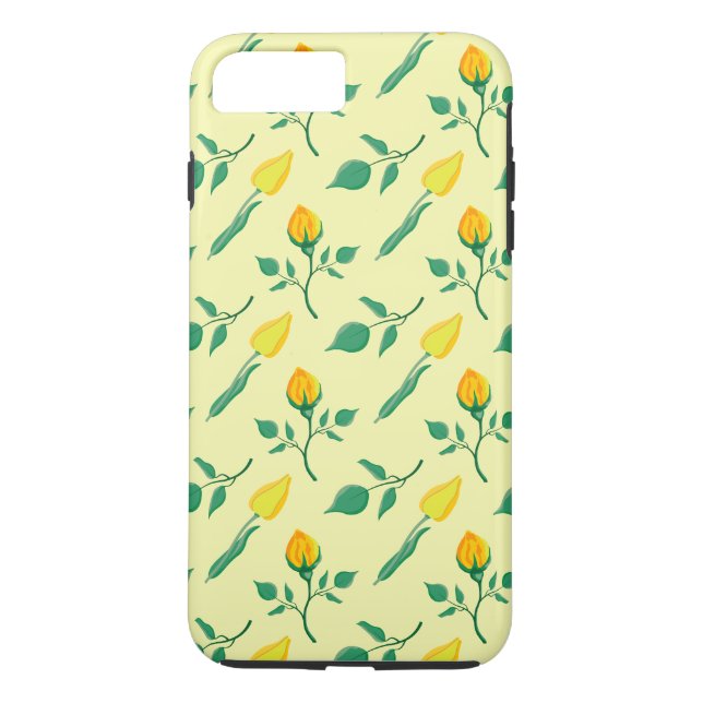 Floral pattern with yellow rose and tulip flowers Case-Mate iPhone case (Back)