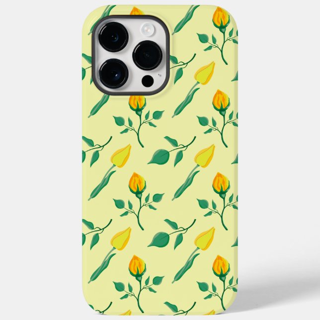 Floral pattern with yellow rose and tulip flowers Case-Mate iPhone case (Back)