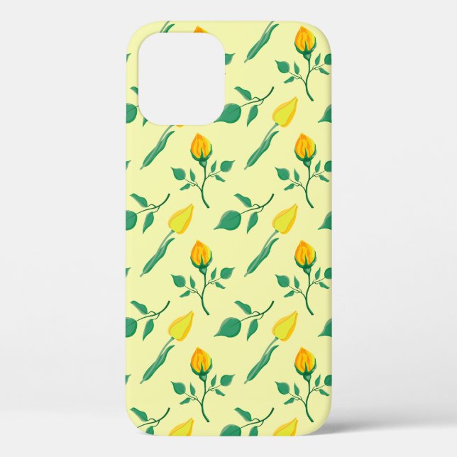 Floral pattern with yellow rose and tulip flowers Case-Mate iPhone case (Back)