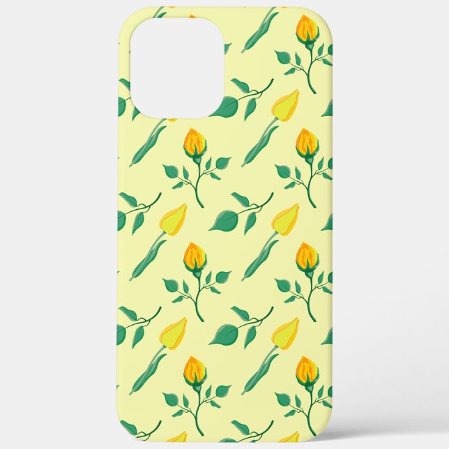 Floral pattern with yellow rose and tulip flowers Case-Mate iPhone case (Back)