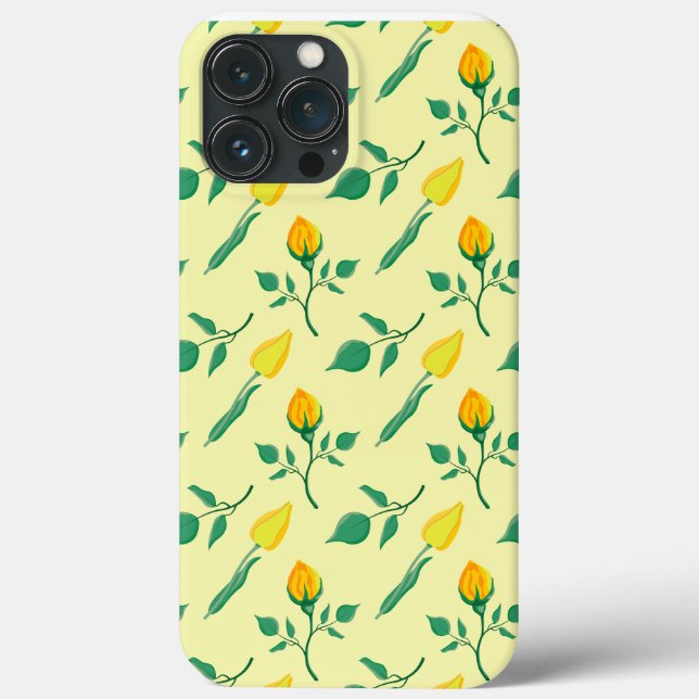 Floral pattern with yellow rose and tulip flowers Case-Mate iPhone case (Back)