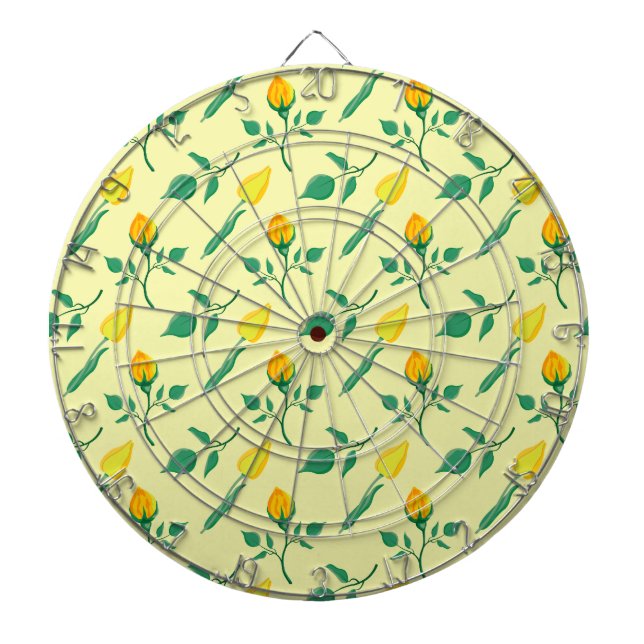 Floral pattern with yellow rose and tulip flowers dartboard (Front)