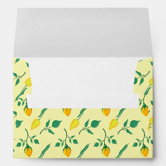 Floral pattern with yellow rose and tulip flowers envelope (Back (Bottom))