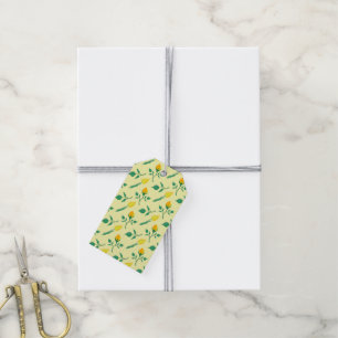 Floral pattern with yellow rose and tulip flowers gift tags