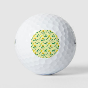 Floral pattern with yellow rose and tulip flowers golf balls