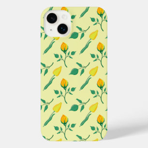 Floral pattern with yellow rose and tulip flowers iPhone 14 plus case