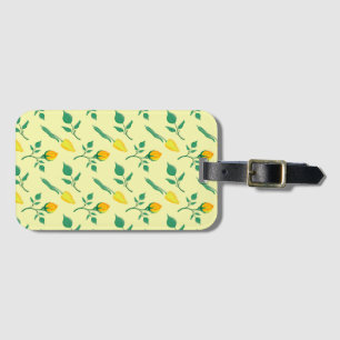 Floral pattern with yellow rose and tulip flowers luggage tag