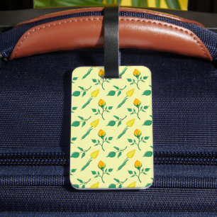 Floral pattern with yellow rose and tulip flowers luggage tag