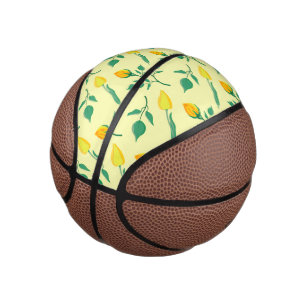 Floral pattern with yellow rose and tulip flowers mini basketball