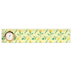 Floral pattern with yellow rose and tulip flowers nameplate