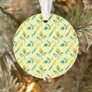 Floral pattern with yellow rose and tulip flowers ornament