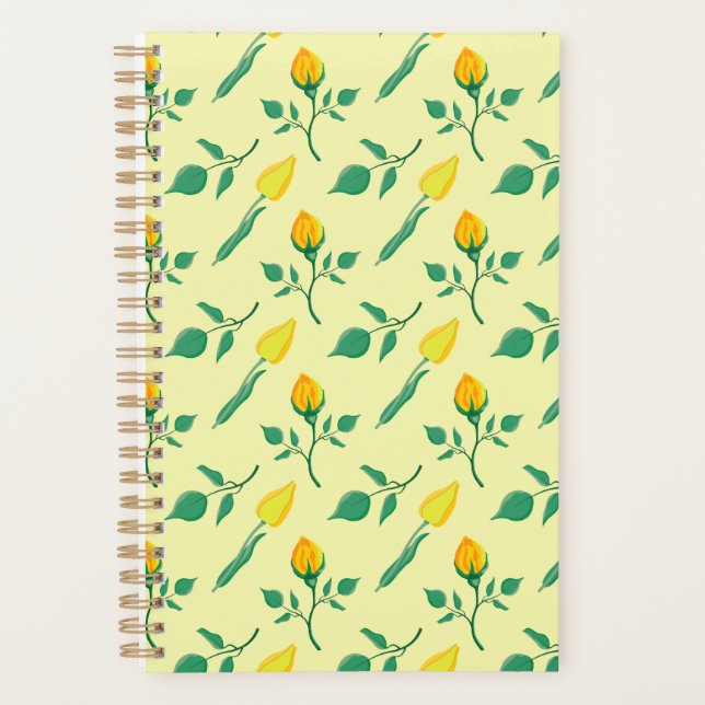 Floral pattern with yellow rose and tulip flowers planner (Front)