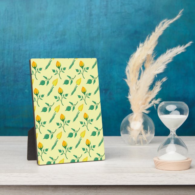 Floral pattern with yellow rose and tulip flowers plaque (Side)
