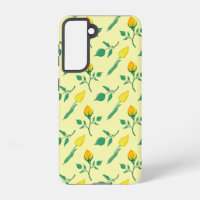 Floral pattern with yellow rose and tulip flowers