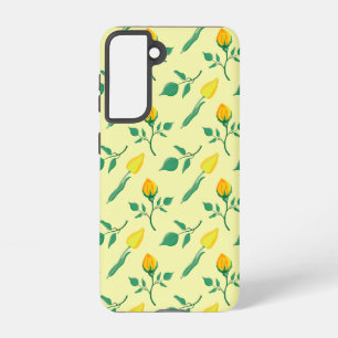 Floral pattern with yellow rose and tulip flowers samsung galaxy case