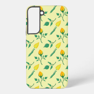 Floral pattern with yellow rose and tulip flowers samsung galaxy case