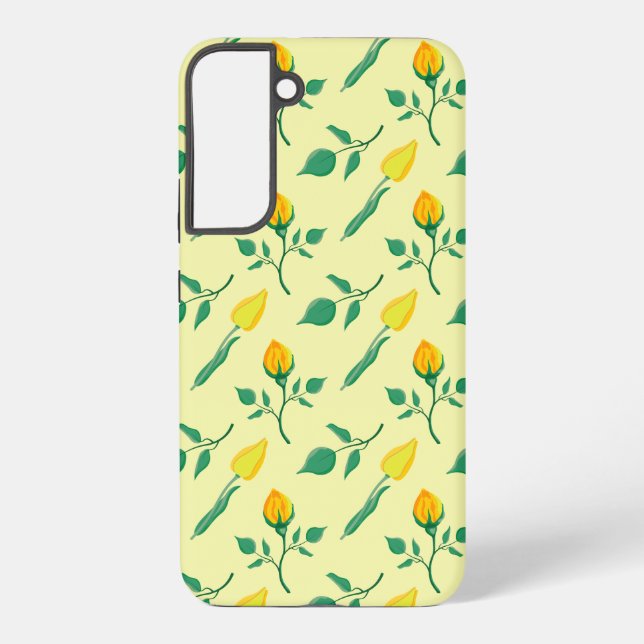 Floral pattern with yellow rose and tulip flowers samsung galaxy s22+ case (Back)