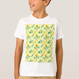 Floral pattern with yellow rose and tulip flowers T-Shirt